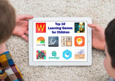 Ten logos of top mobile learning games suitable for improving children's intelligence.
